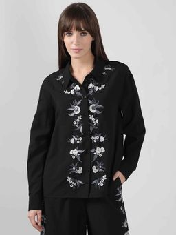 VERO MODA - Black Embroidered Co-Ord Set Casual Shirt