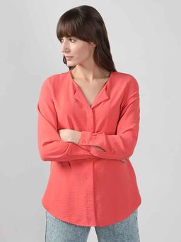 VERO MODA - Peach V Neck Casual Shirt