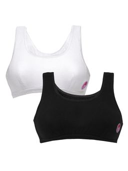 D'chica - Girls Non Wired Non Padded Uniform Beginner Bras Black & White (Set of 2)