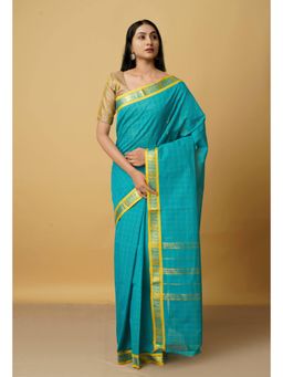Unnati Silks - Turquoise Pure Pavani Venkatagiri Cotton Saree