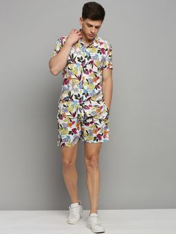 SHOWOFFFF - Mens Printed White Shirt Collar Co-Ords (Set of 2)