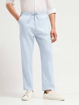 MISCHIEF MONKEY - Blue Solid Plain Casual Chinos