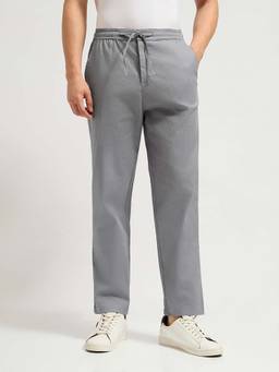 MISCHIEF MONKEY - Grey Solid Plain Casual Chinos