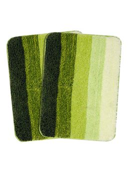 Saral Home - Green Microfiber Anti Skid Bath Mat 38x50 cm (Pack of 2)
