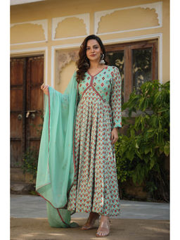 Rangeelo - Turquoise Ethnic Chanderi Kurta with Dupatta (Set of 2)