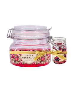 Eternia - Combo of Apple Cinnamon 28 Hours Double Wick with Rose 16 Hours Jar Candles