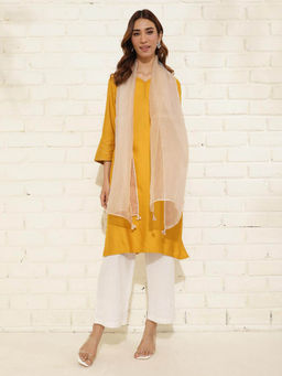 Fabindia - Beige Silk Woven Stole