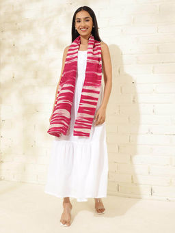 Fabindia - Maroon Silk Tie & Dye Stole