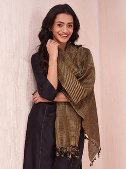 Fabindia - Black Silk Blend Hand Woven Stole