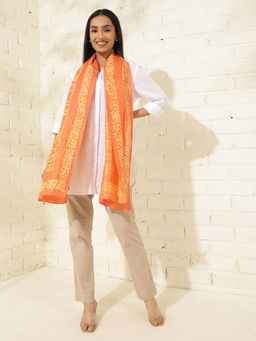 Fabindia - Orange Silk Batik Stole