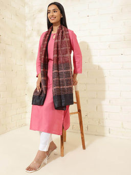 Fabindia - Maroon Silk Hand Block Printed Stole