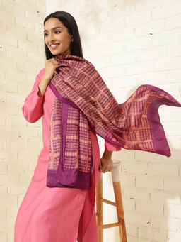 Fabindia - Purple Silk Hand Block Printed Stole