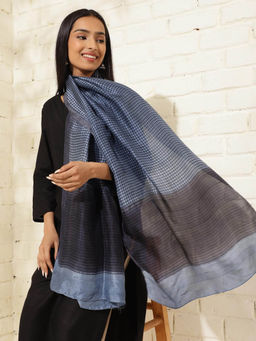 Fabindia - Grey Silk Hand Block Printed Stole