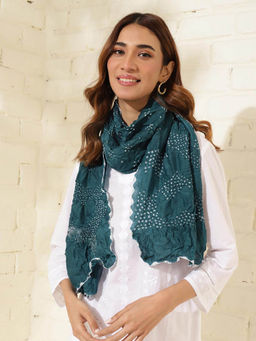 Fabindia - Teal Viscose Bandhani Stole