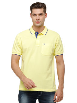 Classic Polo - Men Cotton Solid Half Sleeve Regular Fit Polo Neck Yellow Color T-Shirt