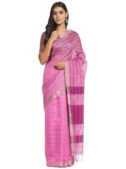 Fabindia - Pink Hand Woven Cotton Silk Sari