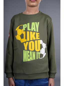 3PIN - Boys Olive Printed Crew Neck Sweatshirt