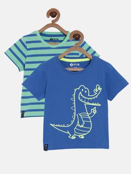 3PIN - Infant Multi-Color Pure Cotton Graphic T-Shirt (Pack of 2)