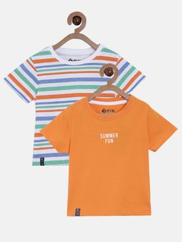 3PIN - Infant Multi-Color Pure Cotton Graphic T-Shirt (Pack of 2)