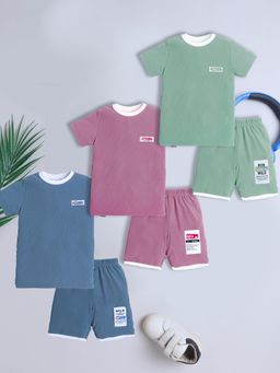 3PIN - Boys Solid T-Shirts and Shorts (Set of 3)