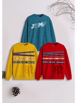 3PIN - Boys Multi-Color Printed Crew Neck Sweatshirt (Pack of 3)