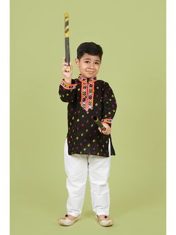 Banjara India - Black Bandhani Printed Kurta and Pyjama