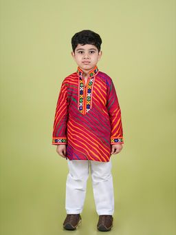 Banjara India - Pink Leheriya Printed Kurta and Pyjama