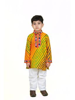 Banjara India - Yellow Leheriya Printed Kurta and Pyjama