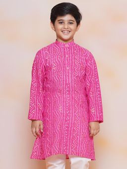 AJ Dezines - Kids Pink Cotton Bandhani Kurta