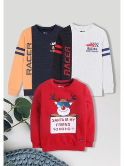 3PIN - Boys Multi-Color Printed Crew Neck Sweatshirt (Pack of 3)