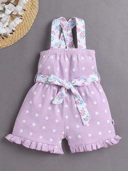 Bumzee - Red Lavender Sleeveless Cotton Jumpsuit with Belt