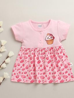 Bumzee - Girls Printed Pink Dress