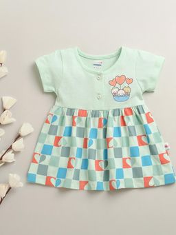 Bumzee - Girls Printed Green Dress