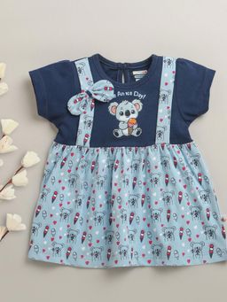 Bumzee - Girls Printed Blue Dress