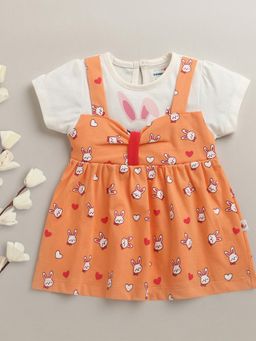 Bumzee - Girls Printed Orange Dress