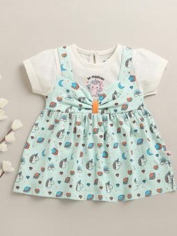 Bumzee - Girls Printed Blue Dress