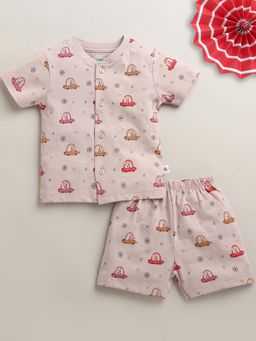 Bumzee - Dusty Pink Baby Girls Half Sleeves Jabla and Shorts