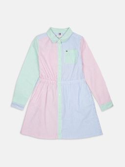 Tommy Hilfiger - Girls Cotton Spread Collar Shirt Dress