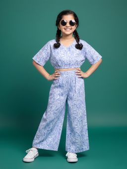 KiddoPanti - Girls Purple Cotton Tie Dye Co-Ord Set