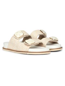 Saint G - Stone Jeweled Off White Raffia Sandals