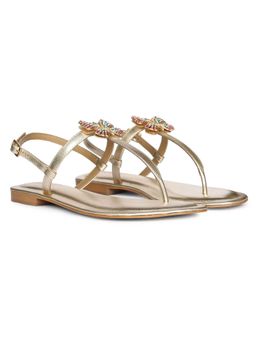 Saint G - Butterfly Jeweled Platin Leather Sandals