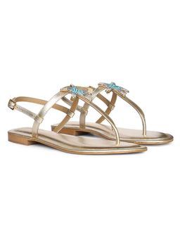 Saint G - Starfish Jeweled Platin Leather Sandals