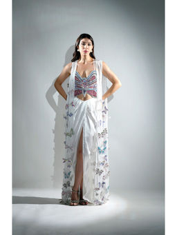 Realm By Vaishali - Ariel 3D Sequin and Rhinestone Embellished Butterfly Cape