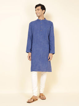 Fabindia - Blue Cotton Woven Long Kurta