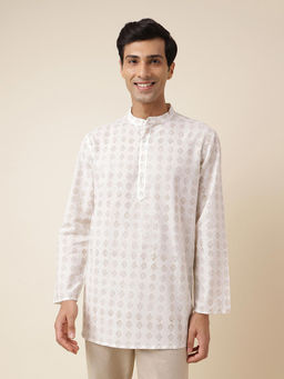 Fabindia - White Cotton Printed Short Kurta