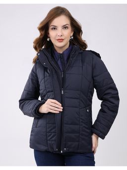 Monte Carlo - Navy Blue Hooded Neck Full Sleeve Puffer Jacket