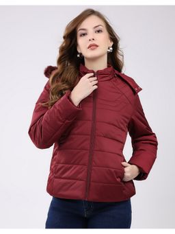 Monte Carlo - Maroon Hooded Neck Full Sleeve Puffer Jacket