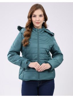 Monte Carlo - Teal Hooded Neck Full Sleeve Puffer Jacket