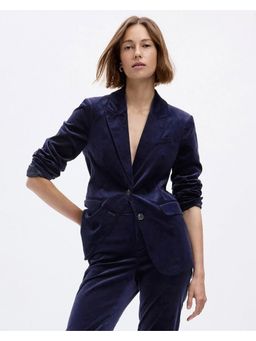 GAP - Navy Blue Slim Fit Notch Collar Single-Breasted Blazer