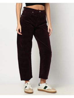 GAP - Burgundy Relaxed Mid-Rise Mom Jeans